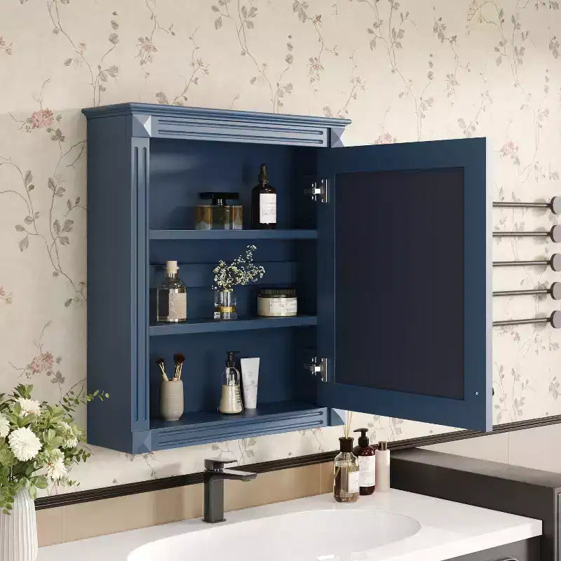 Bathroom Storage Wall Cabinet with Mirror, Medicine Cabinet with Height Adjustable Shelf, White