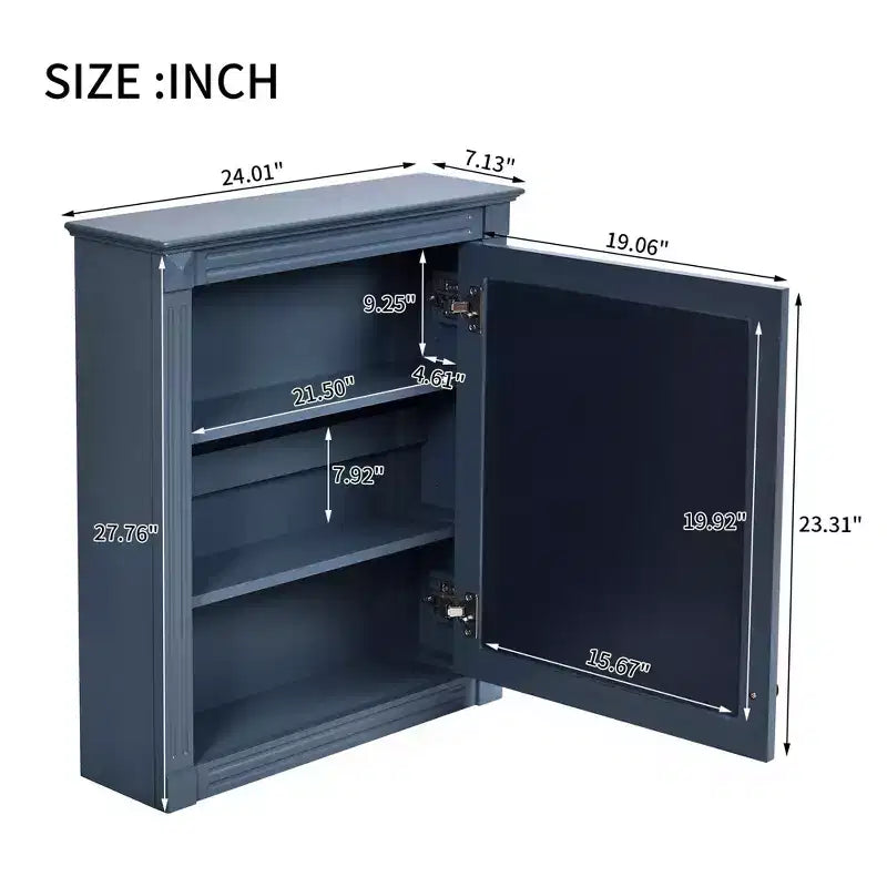 Bathroom Storage Wall Cabinet with Mirror, Medicine Cabinet with Height Adjustable Shelf, White