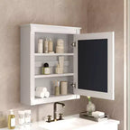 Armoire murale de salle de bain avec miroir, armoire à pharmacie avec étagère réglable en hauteur, blanc