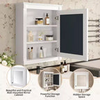 Armoire murale de salle de bain avec miroir, armoire à pharmacie avec étagère réglable en hauteur, blanc