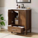 Meuble lavabo de salle de bain compact avec lavabo, meuble bas sur pieds avec porte à fermeture douce, étagère de rangement réglable, peu encombrant pour appartement