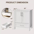 Meuble lavabo de salle de bain compact avec lavabo, meuble bas sur pieds avec porte à fermeture douce, étagère de rangement réglable, peu encombrant pour appartement