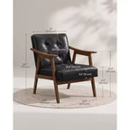 Fauteuil d'appoint, Fauteuil en cuir PU, Fauteuil de salon capitonné, Coussin épais, Siège de salon de style Mid-Century Modern