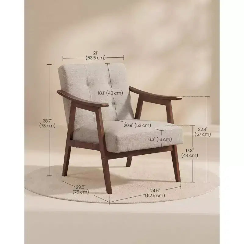 Fauteuil d'appoint, Fauteuil en cuir PU, Fauteuil de salon capitonné, Coussin épais, Siège de salon de style Mid-Century Modern