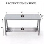 Table de préparation pliante en acier inoxydable, table de travail commerciale robuste avec étagère inférieure réglable pour restaurant, cuisine, service alimentaire, gain de place