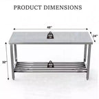 Table de préparation pliante en acier inoxydable, table de travail commerciale robuste avec étagère inférieure réglable pour restaurant, cuisine, service alimentaire, gain de place