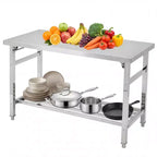 Stainless Steel Folding Prep Table, Heavy Duty Commercial Work Table with Adjustable Undershelf for Restaurant, Kitchen, Food Service, Space-Saving