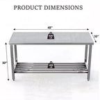 Table de préparation pliante en acier inoxydable, table de travail commerciale robuste avec étagère inférieure réglable pour restaurant, cuisine, service alimentaire, gain de place