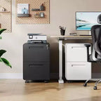 2-Drawer Rounded Corner Metal File Cabinet with Lock, Mobile Filing Cabinet Under Desk for Home Office, Black