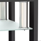 17.72 Transparent Black Tempered Glass Coffee Table, Square 2-Tier End Table with Metal Legs for Living Room Bedroom