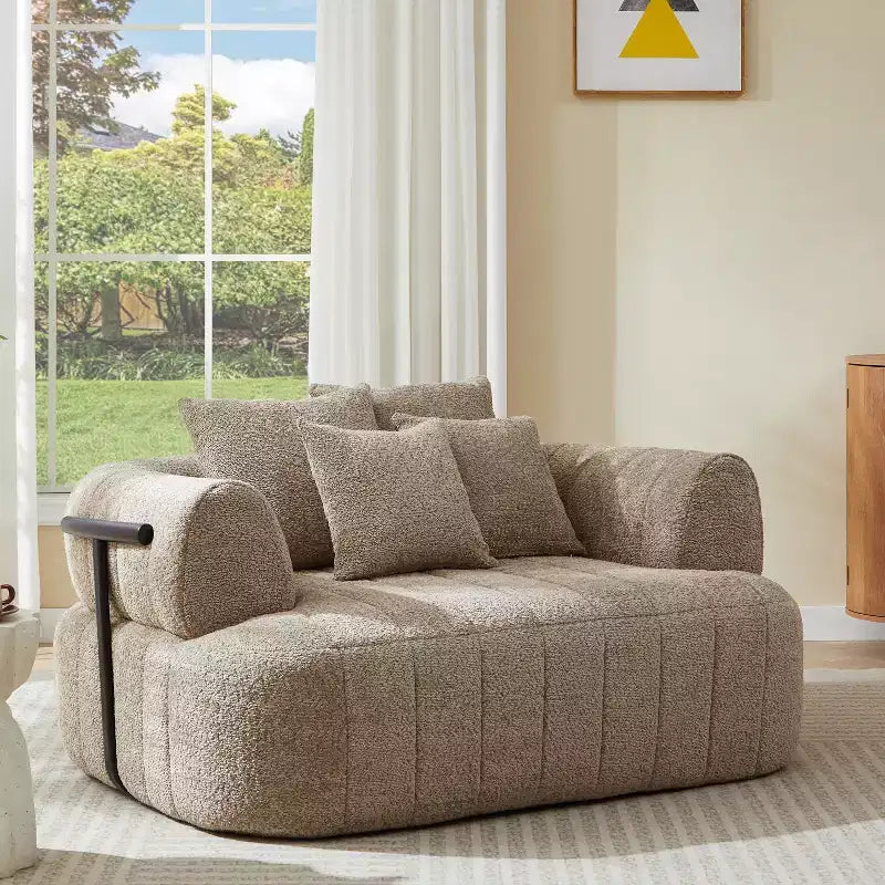 64 Oversized Boneless Chair Chaise Lounge, Metal-Supported Couch for Living Room/Bedroom