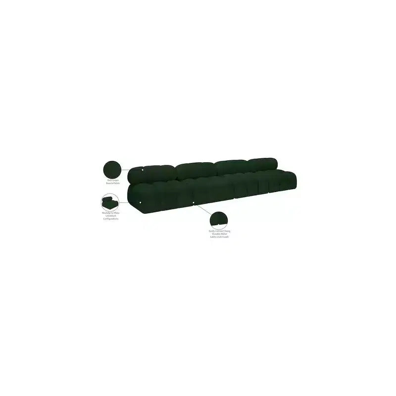 Canapé Modulaire en Tissu Bouclé Vert Ames