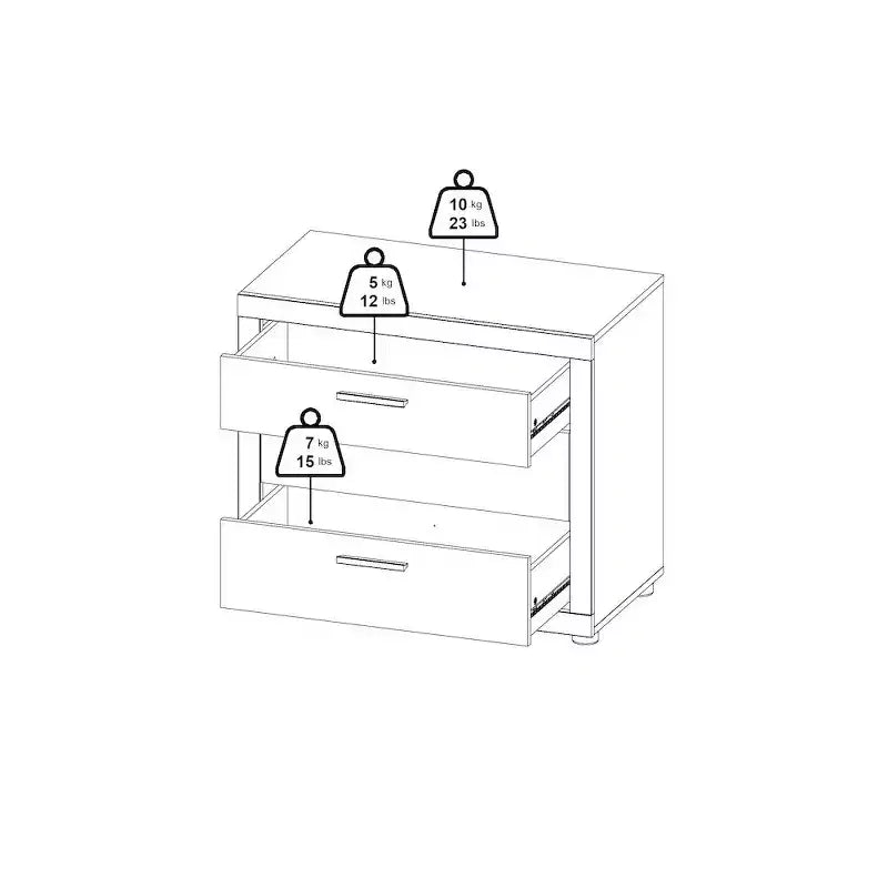 Chambre Mira – Commode double et chiffonnier à 6 tiroirs, Jackson Hickory