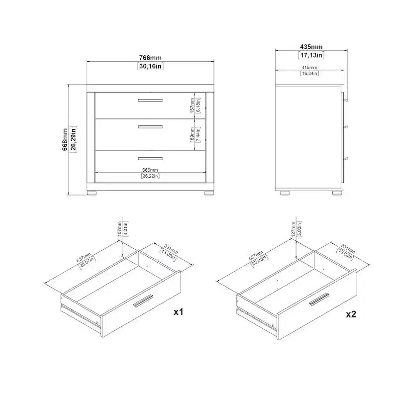 Chambre Mira – Commode double et chiffonnier à 6 tiroirs, Jackson Hickory