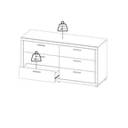 Chambre Mira – Commode double et chiffonnier à 6 tiroirs, Jackson Hickory