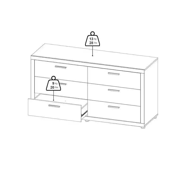 Mira Bedroom - 6 Drawer Double Dresser And Chest, Jackson Hickory