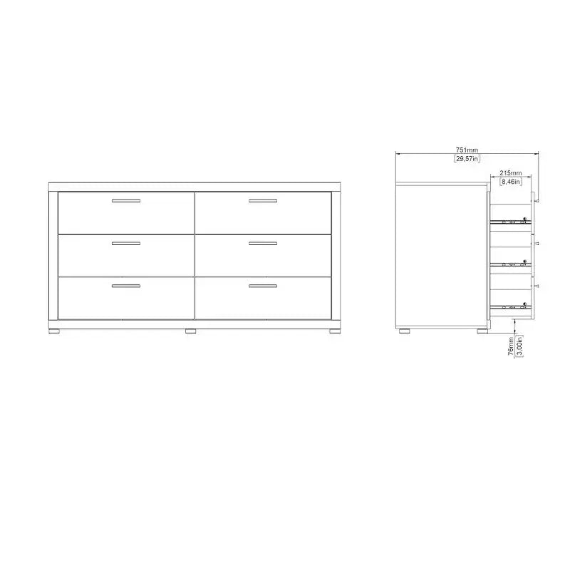 Mira Bedroom - 6 Drawer Double Dresser And Chest, Jackson Hickory