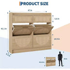 4 Turn Over Drawers Freestanding Shoe Storage Cabinet for Entryway, Hallway, Living Room