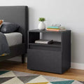 21 Black Wood One Drawer Nightstand