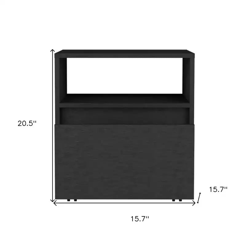 21 Black Wood One Drawer Nightstand