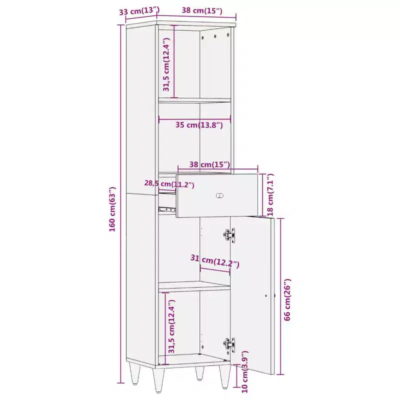 Meuble d'appoint en bois naturel pin massif moyen
