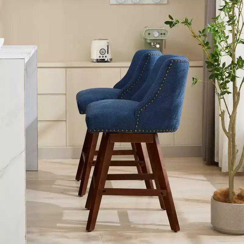 Tabourets de comptoir pivotants en bois garnis de tissu Spin 26 po