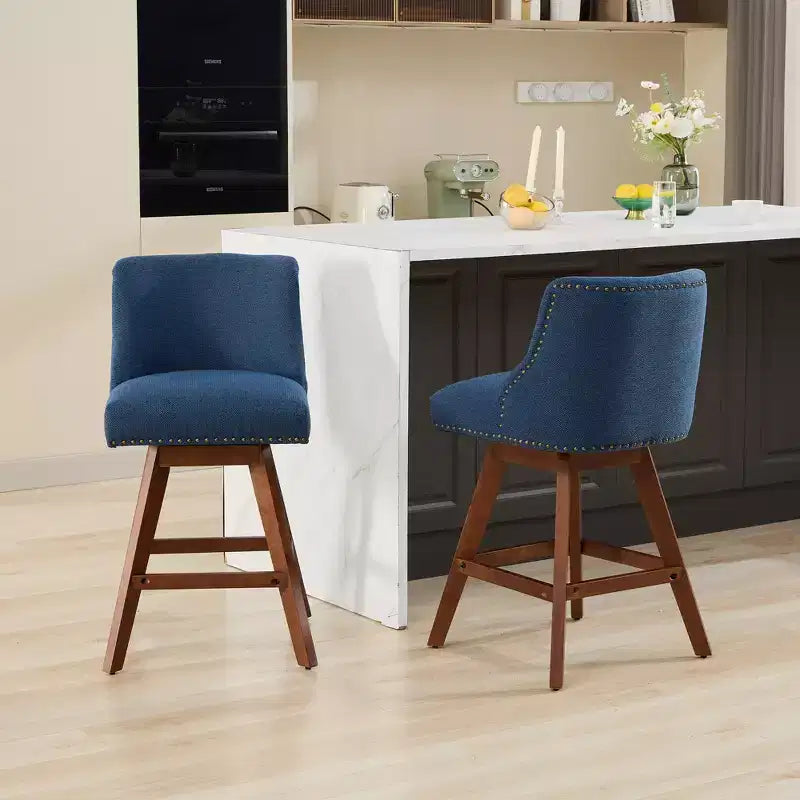 Tabourets de comptoir pivotants en bois garnis de tissu Spin 26 po