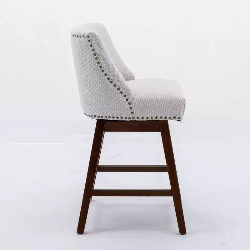 Spin Fabric Upholstered Wood 26'' Swivel Counter Stools