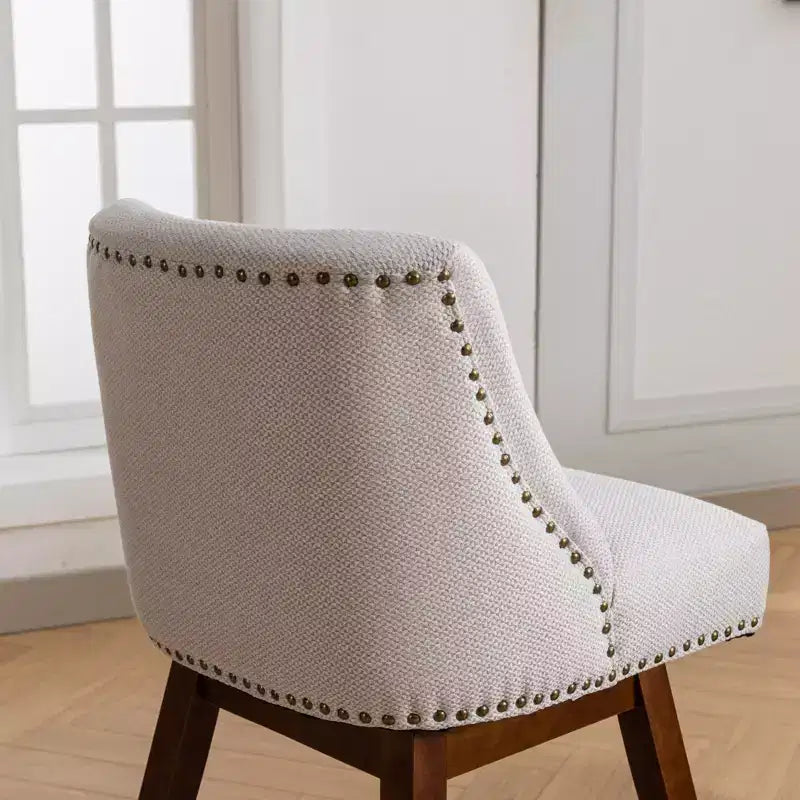 Spin Fabric Upholstered Wood 26'' Swivel Counter Stools