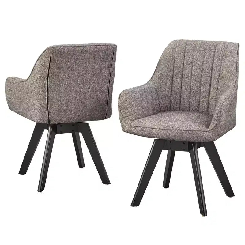 Phyllis Modern Swivel Chairs Gray: Mid-century Design, Rubberwood Frame, 250lb Capacity