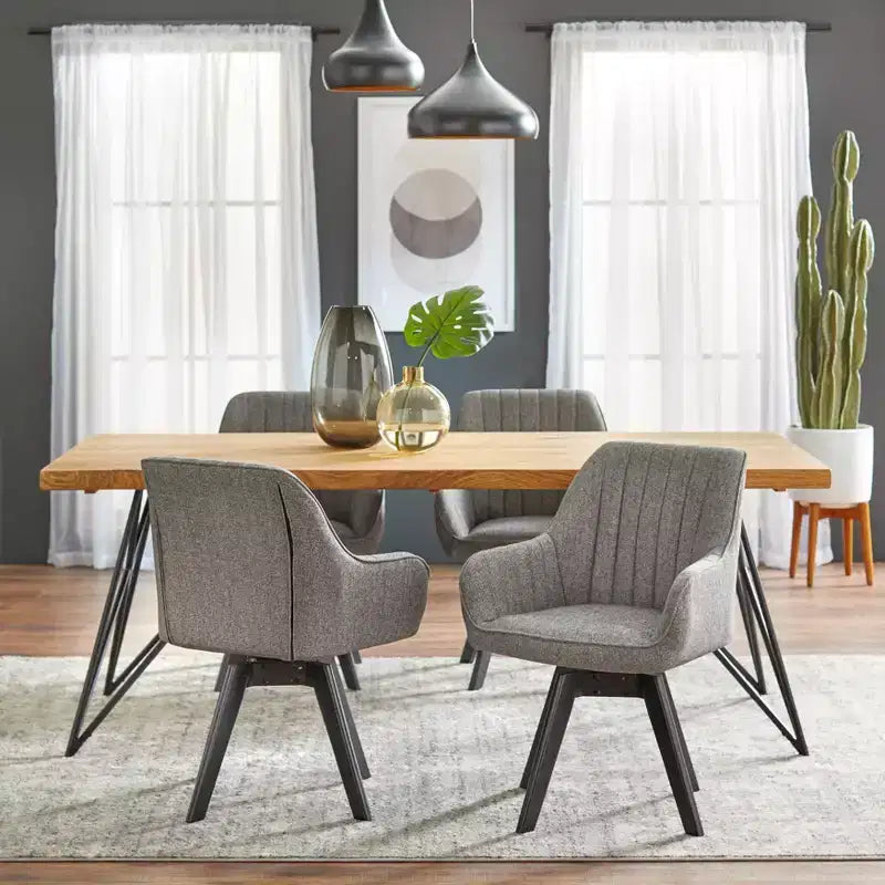 Phyllis Modern Swivel Chairs Gray: Mid-century Design, Rubberwood Frame, 250lb Capacity