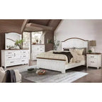 Willow Rustic 6 Drawer Dresser Distressed White/Walnut - Antique Style Storage Cabinet