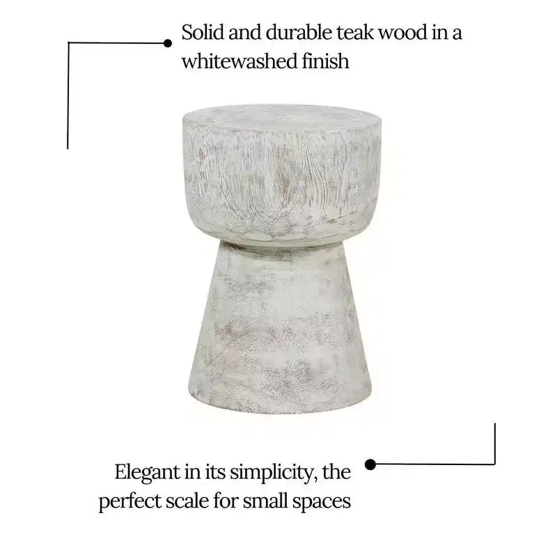 Olivia Side Table Natural - Solid Wood, Whitewashed, Farmhouse Boho Decor, No Assembly Required