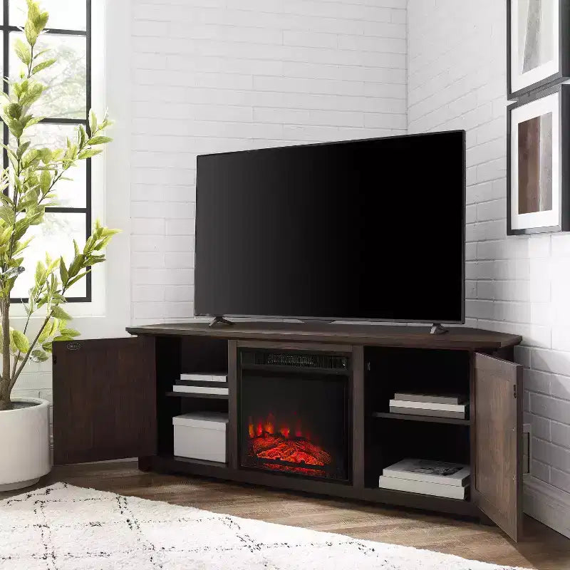 Meuble TV d'angle Camden pour téléviseurs jusqu'à 60 pouces avec cheminée