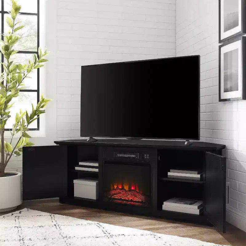 Meuble TV d'angle Camden pour téléviseurs jusqu'à 60 pouces avec cheminée