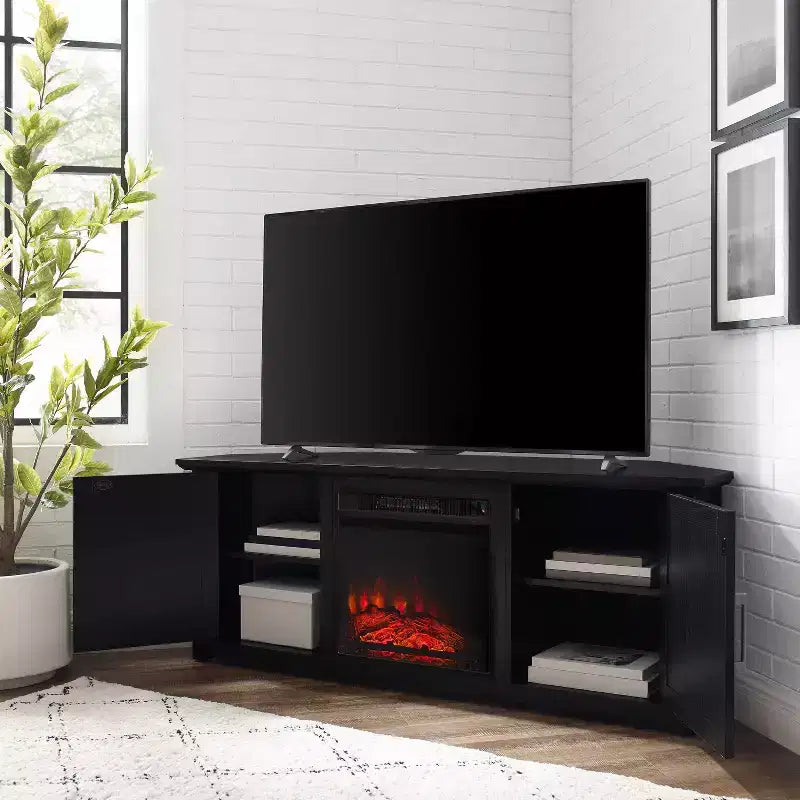 Meuble TV d'angle Camden pour téléviseurs jusqu'à 60 pouces avec cheminée