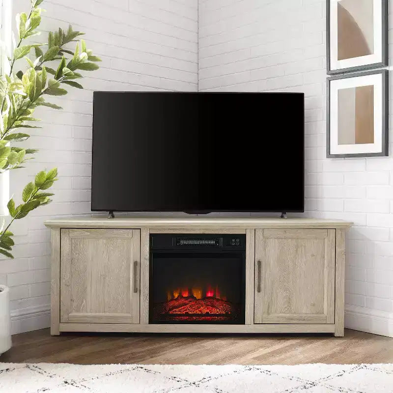 Meuble TV d'angle Camden pour téléviseurs jusqu'à 60 pouces avec cheminée