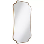 Indara Miroir mural rectangulaire avec bords festonnés, cadre en bois biseauté doré moderne, 27 po de large, pour salle de bain, chambre à coucher, salon, bureau