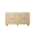 62.20 Buffet/Meuble de rangement décoratif élégant et fonctionnel en rotin à 4 portes, pour chambre, salon, bureau, montage facile, noir