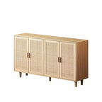 62.20 Buffet/Meuble de rangement décoratif élégant et fonctionnel en rotin à 4 portes, pour chambre, salon, bureau, montage facile, noir