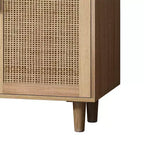 62.20 Buffet/Meuble de rangement décoratif élégant et fonctionnel en rotin à 4 portes, pour chambre, salon, bureau, montage facile, noir