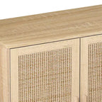 62.20 Buffet/Meuble de rangement décoratif élégant et fonctionnel en rotin à 4 portes, pour chambre, salon, bureau, montage facile, noir